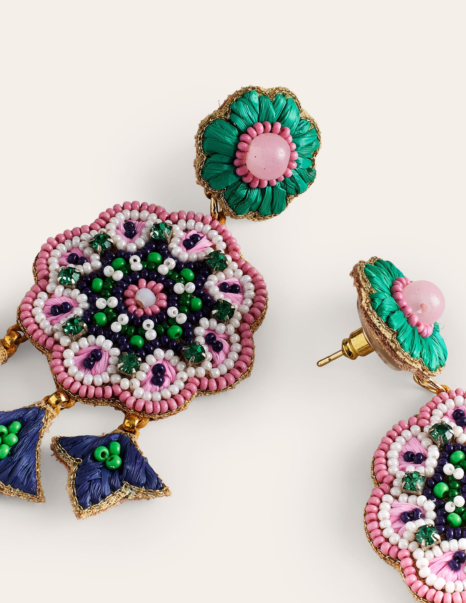 Beady Motif Earrings-Flower-3