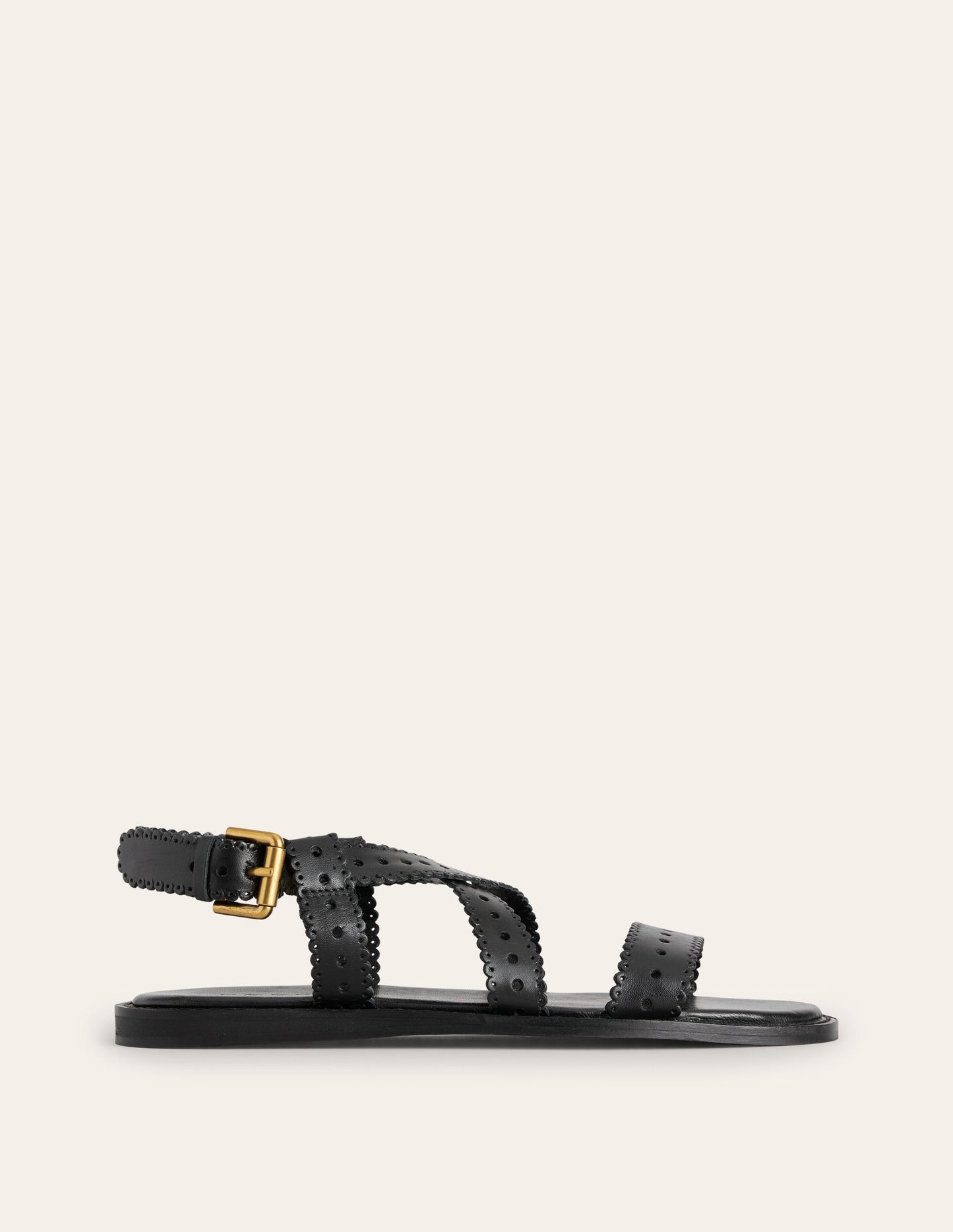 Cross Strap Flat Sandals-Black