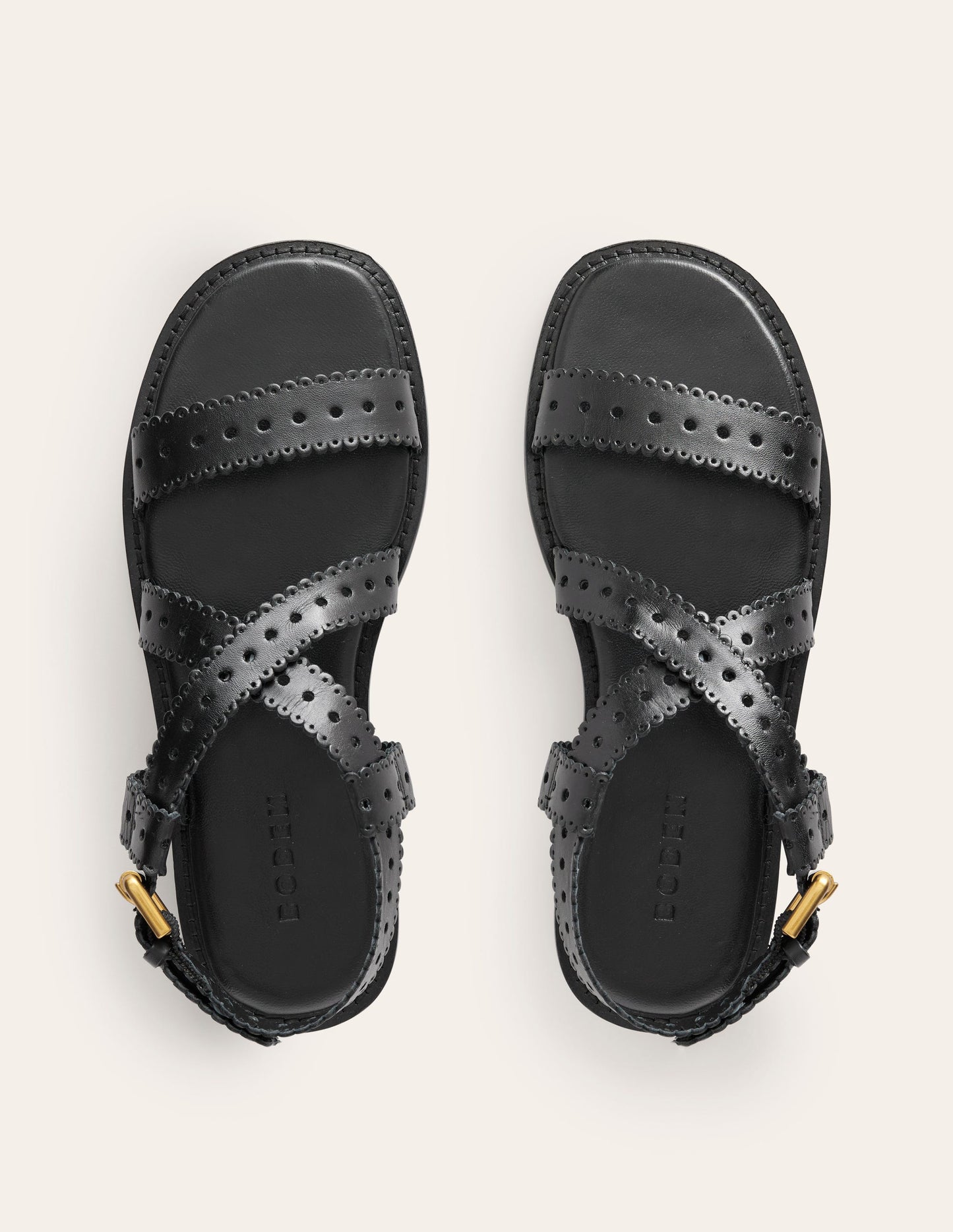 Cross Strap Flat Sandals-Black