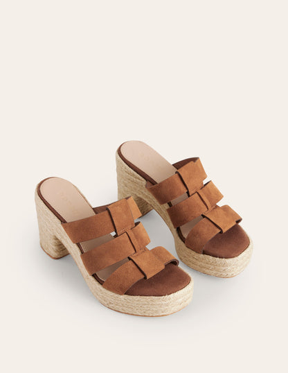 Heeled Espadrille Sandals-Tan