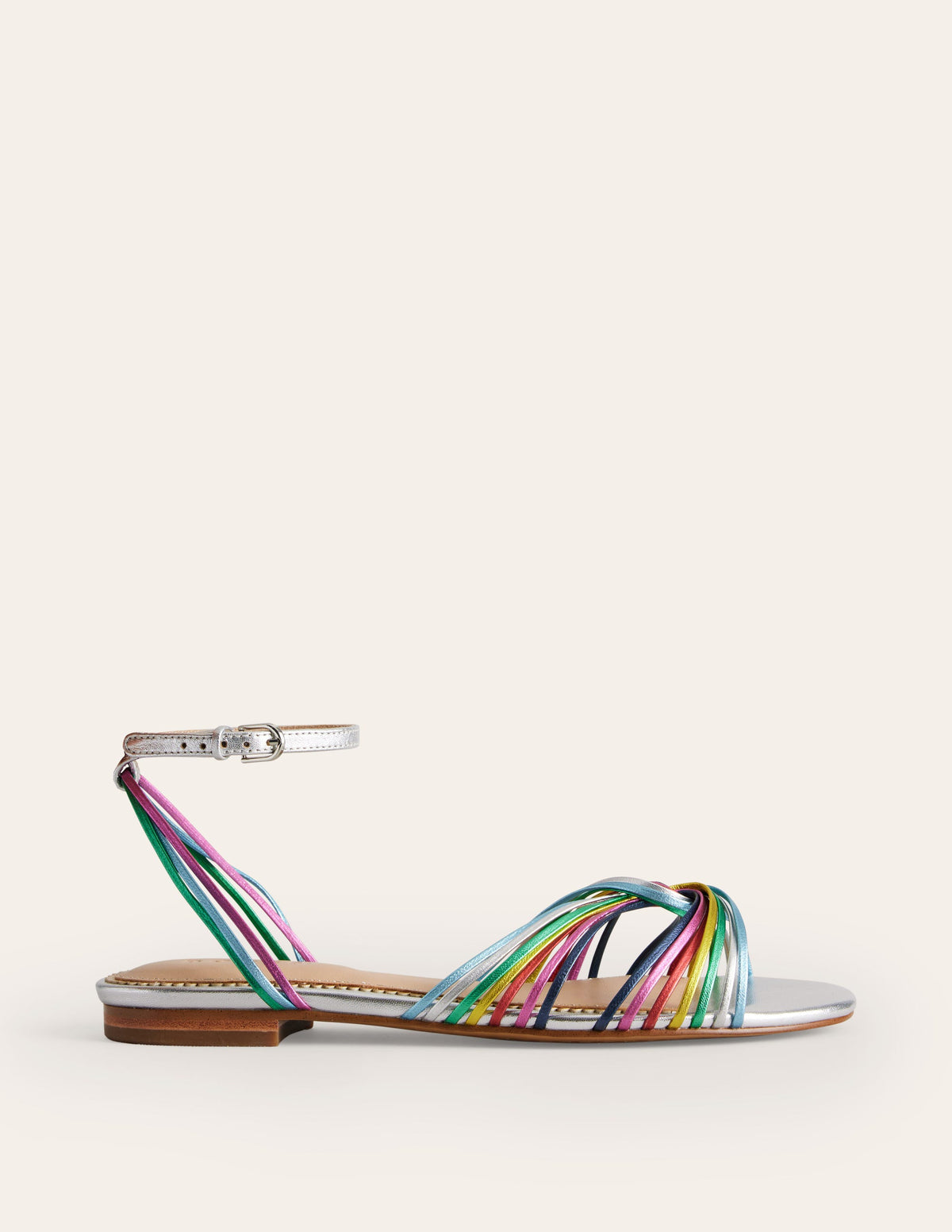 Twist Front Sandals-Multi Metallic Leather-3