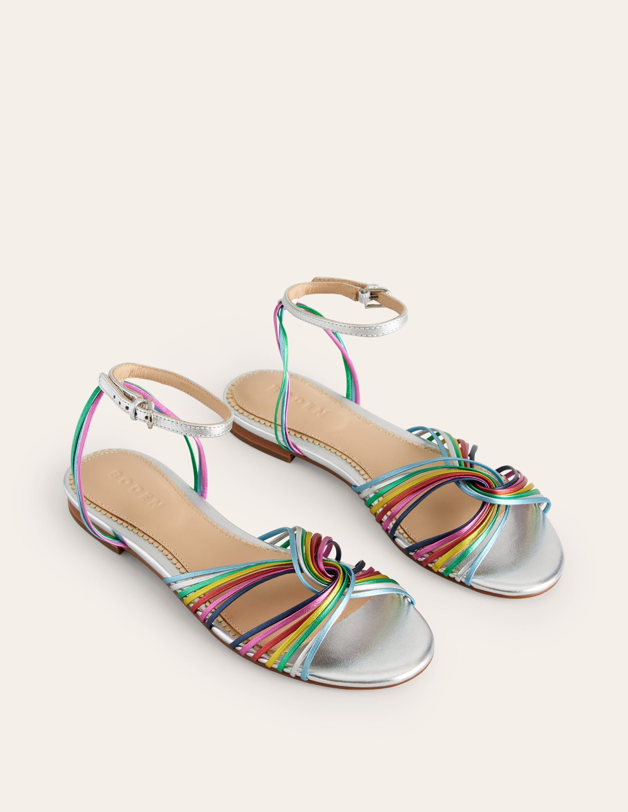 Twist Front Sandals-Multi Metallic Leather - Image 4