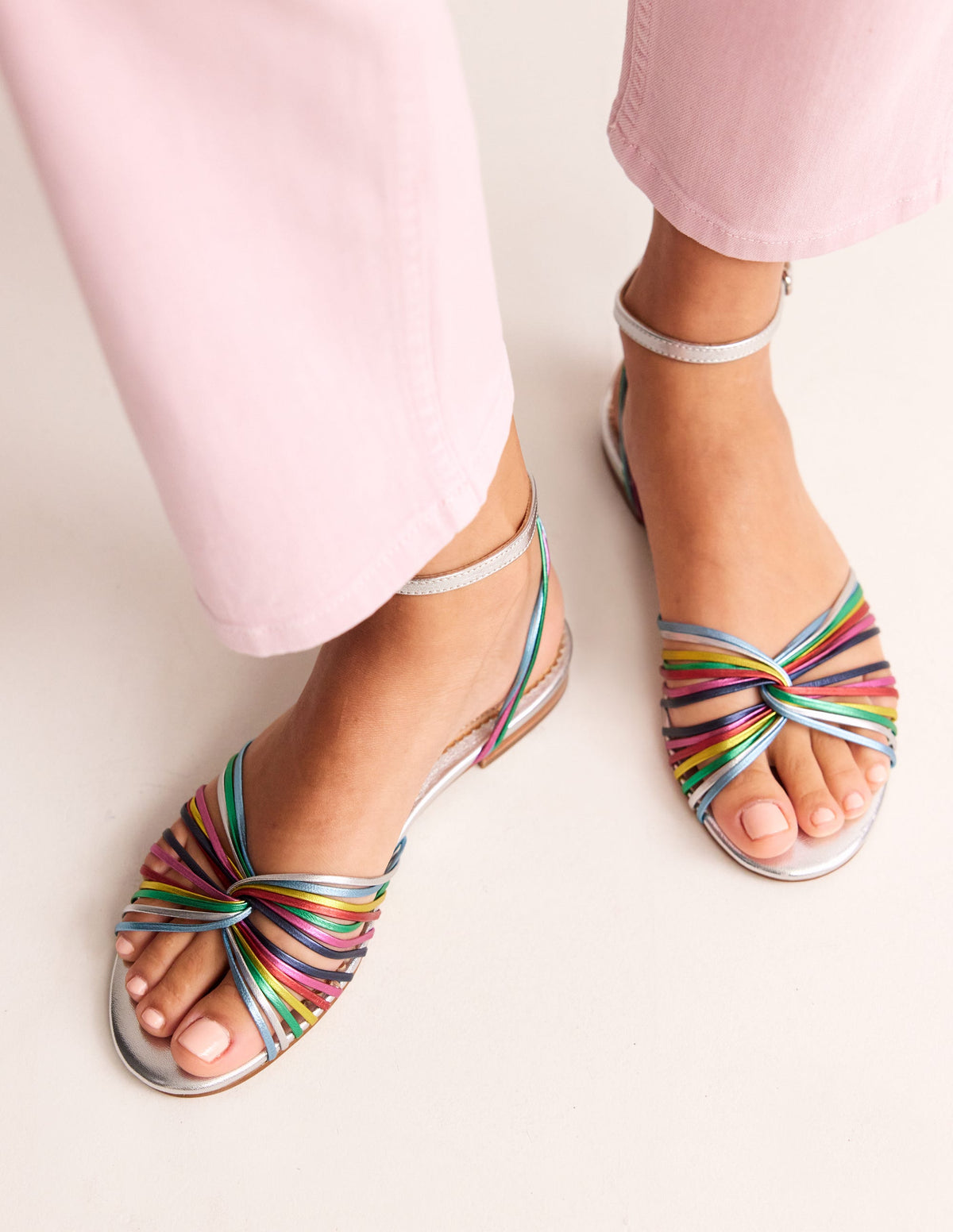 Twist Front Sandals-Multi Metallic Leather - Image 1