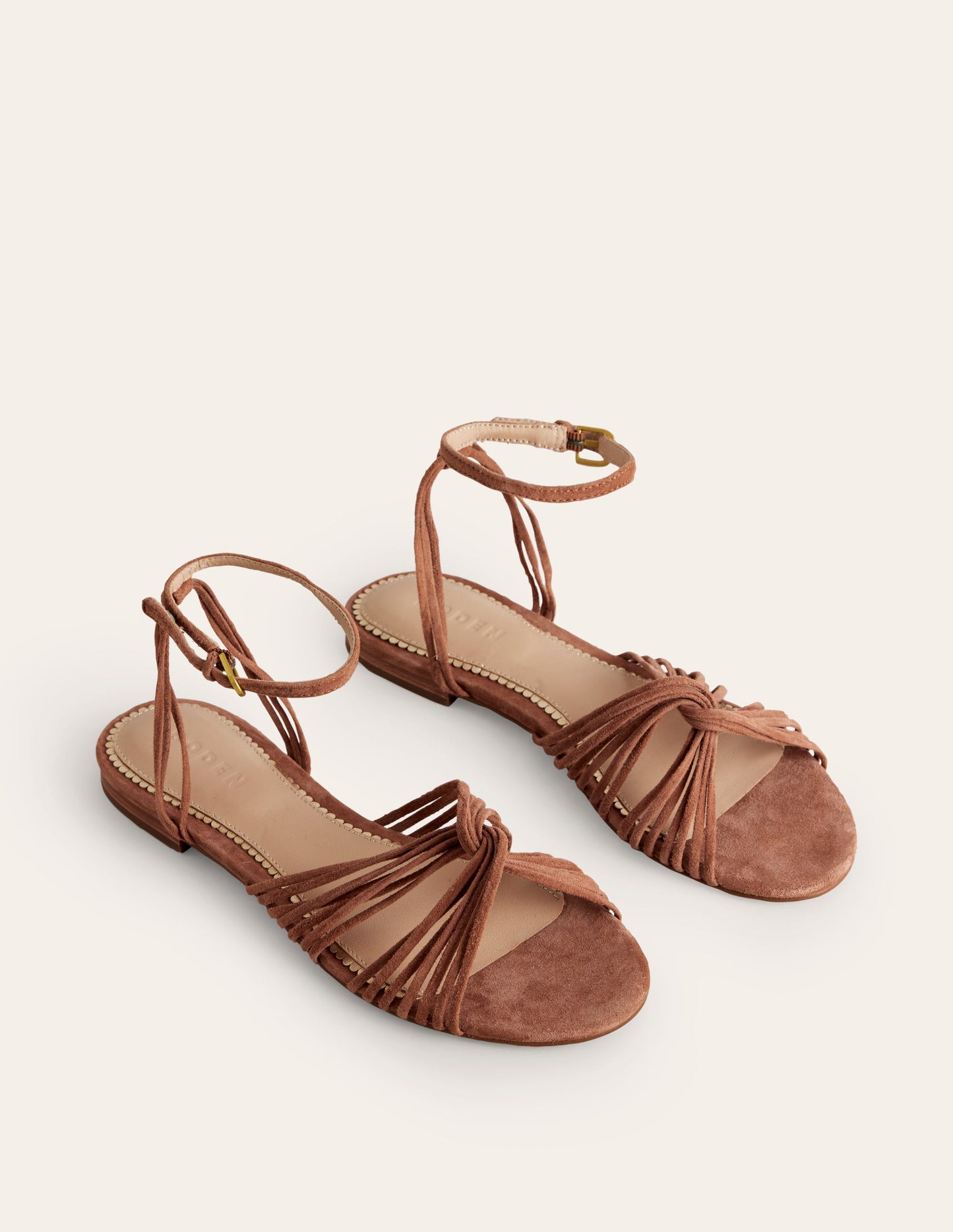 Twist Front Sandals-Tan Suede