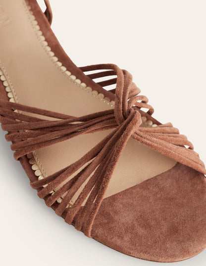 Twist Front Sandals-Tan Suede