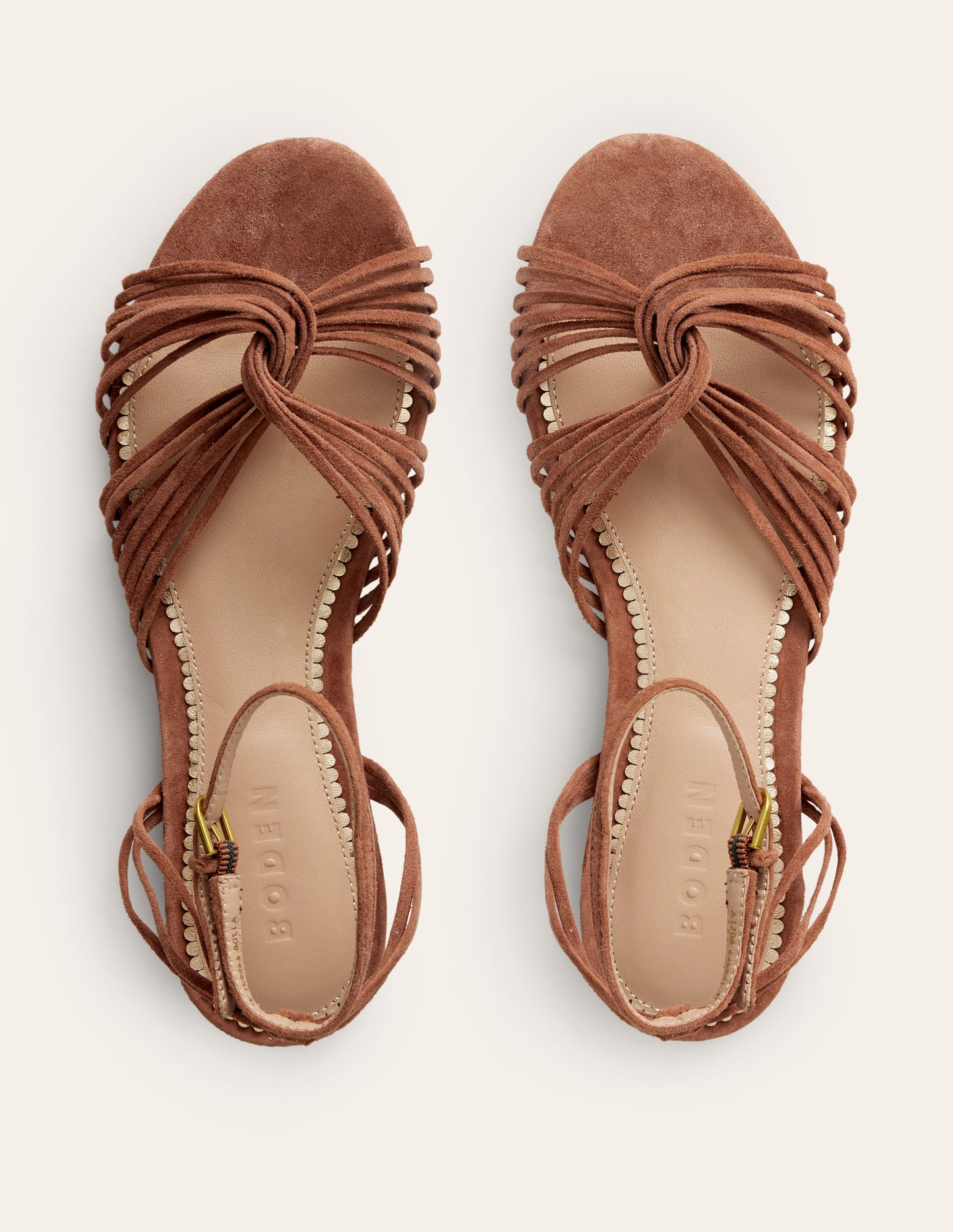 Twist Front Sandals-Tan Suede