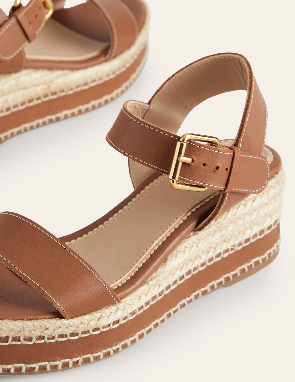 Stitched Wedge Espadrilles-Tan - Image 4