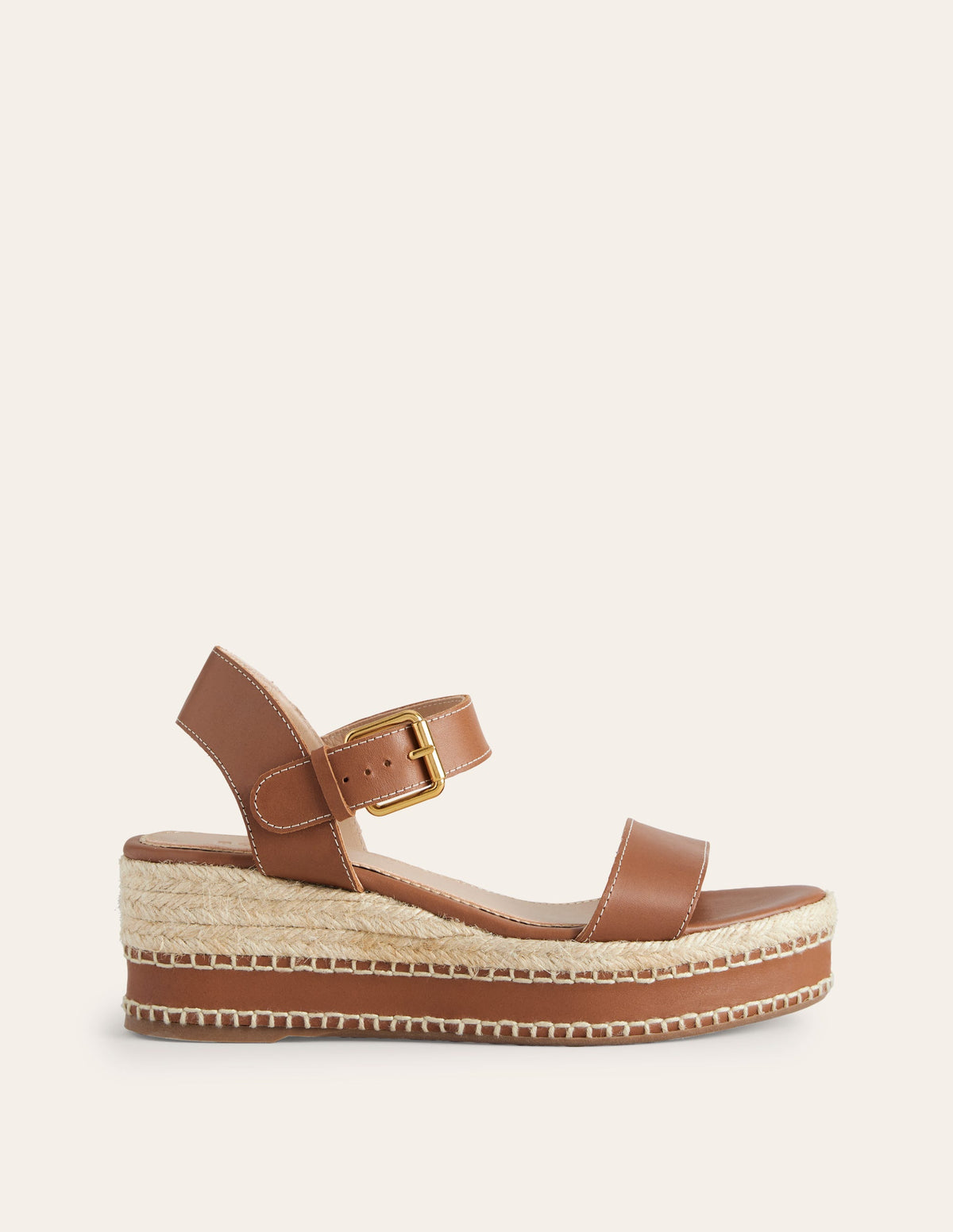 Stitched Wedge Espadrilles-Tan-2