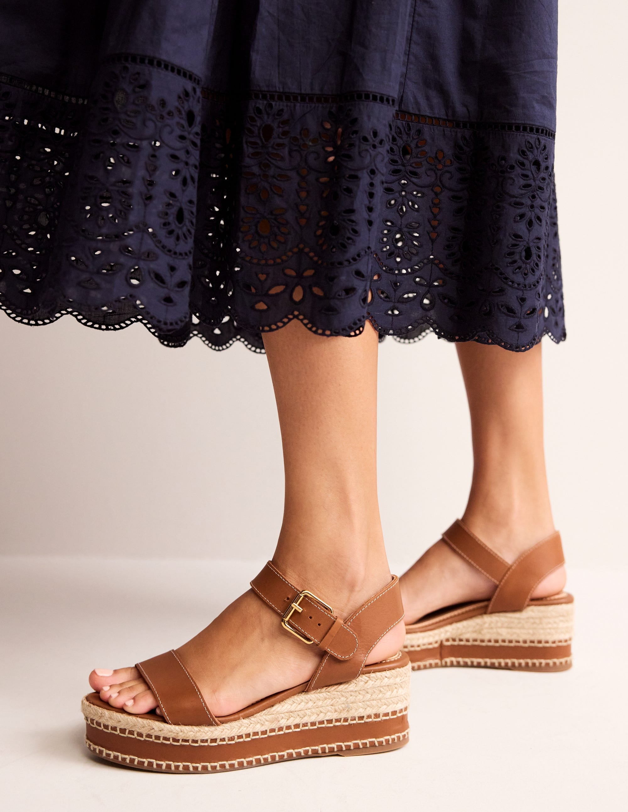 Stitched Wedge Espadrilles-Tan - Image 1