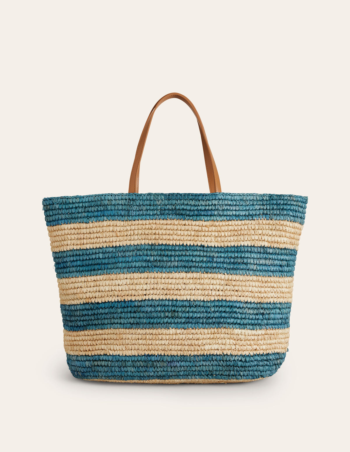 Raffia Tote Bag-Blue Stripe - Image 1