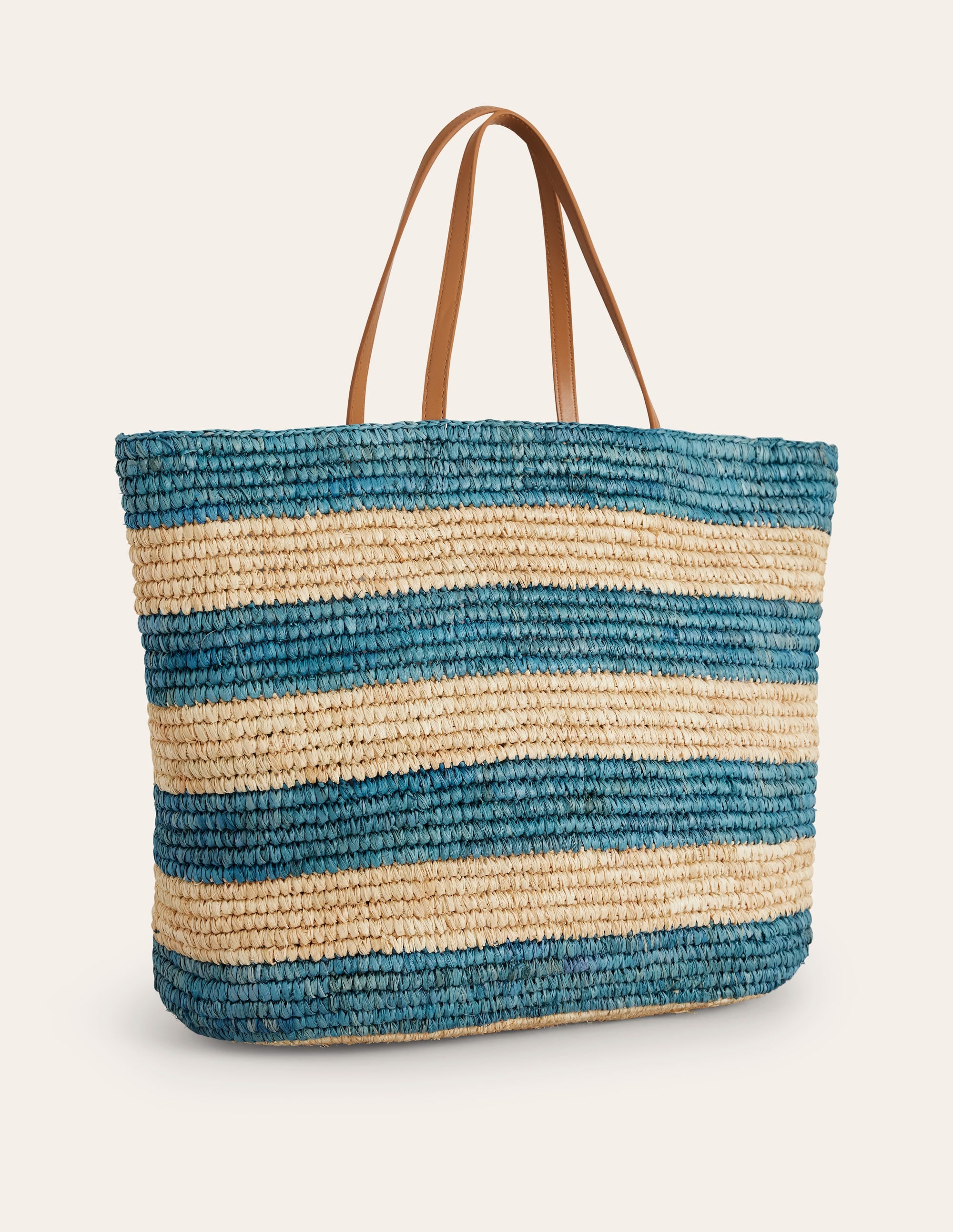 Raffia Tote Bag-Blue Stripe - Image 3