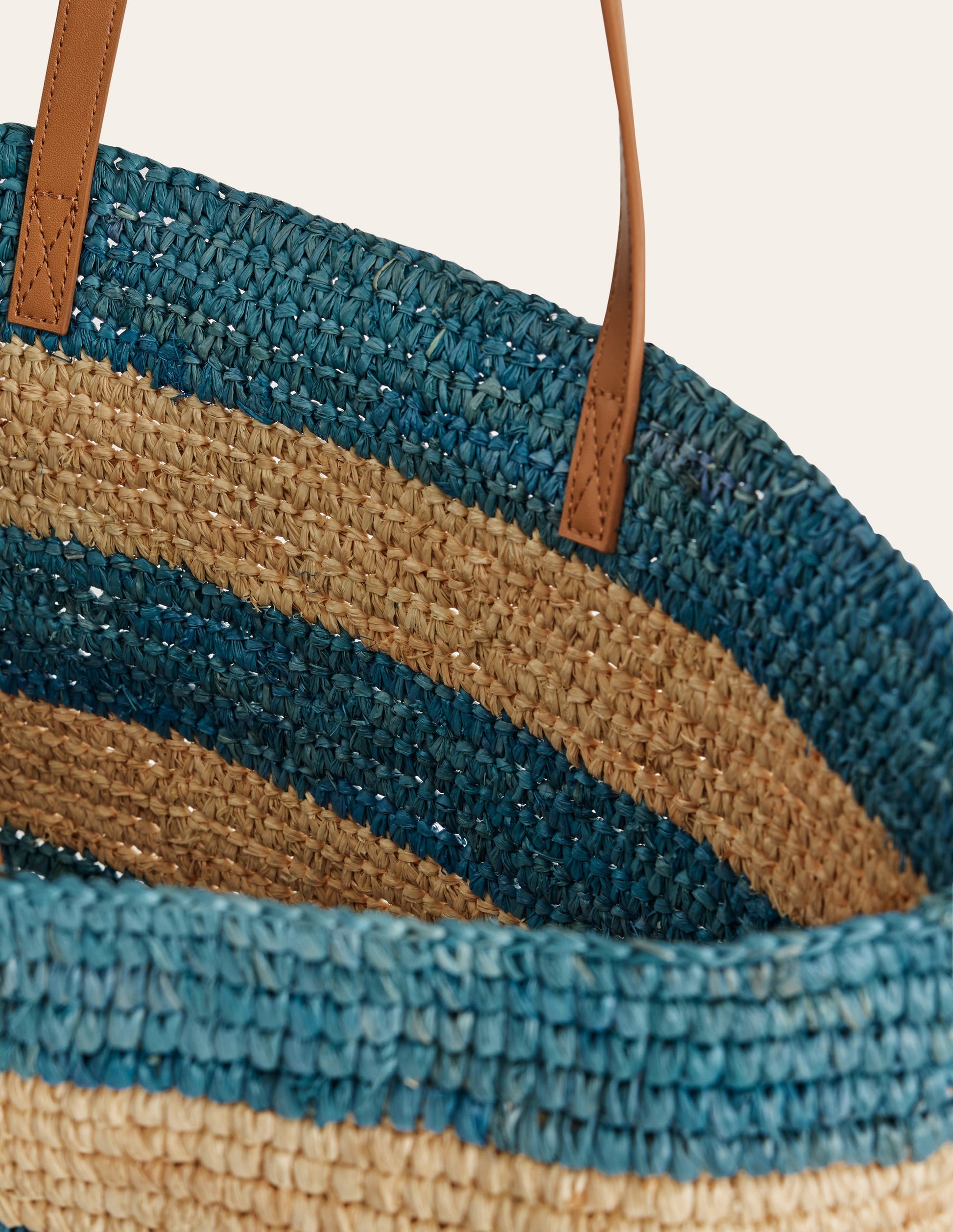 Raffia Tote Bag-Blue Stripe-4