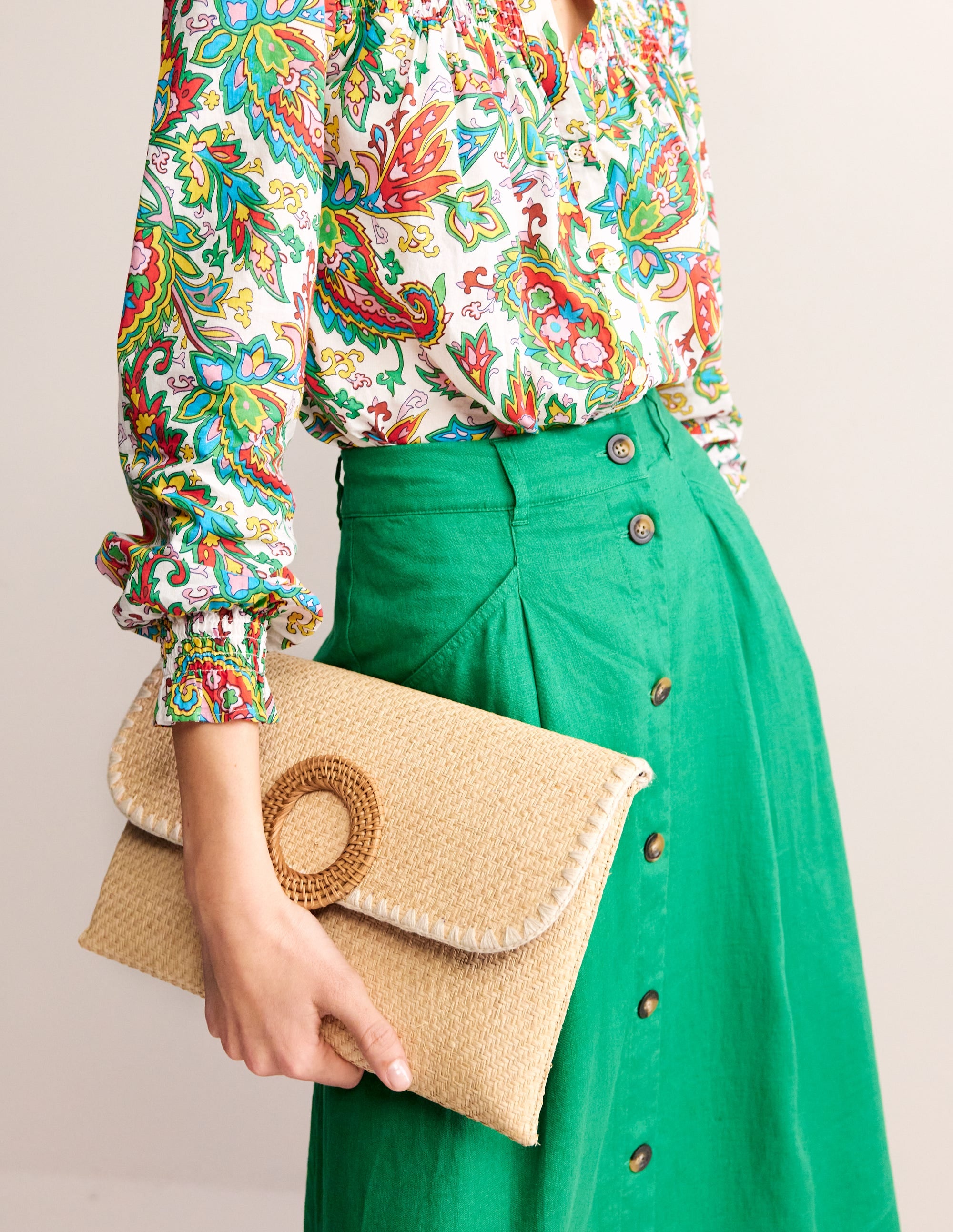 Raffia Clutch Bag-Natural - Image 1