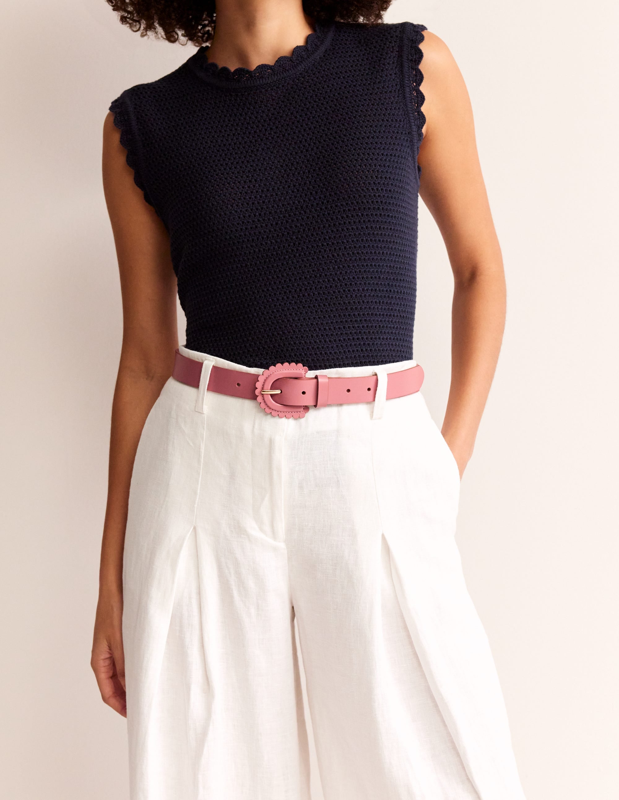 Scallop Buckle Belt-Rose Pink - Image 1