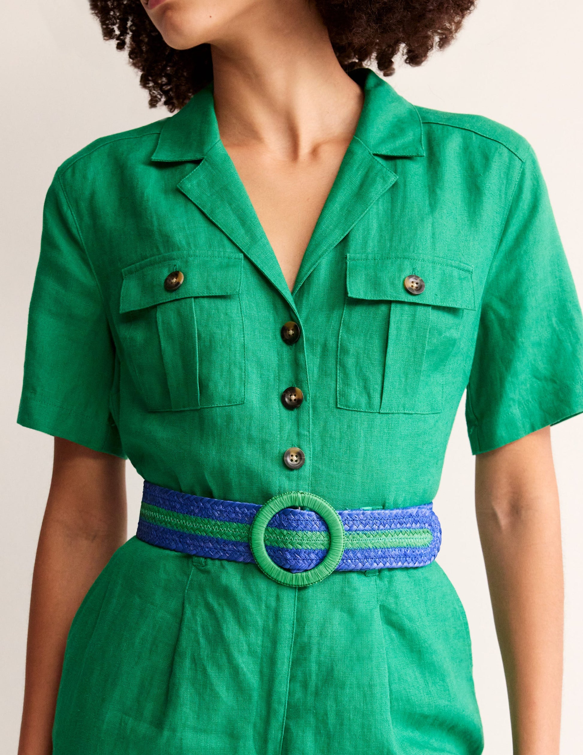 Stripe Belt-Bright Blue and Rich Emerald-1