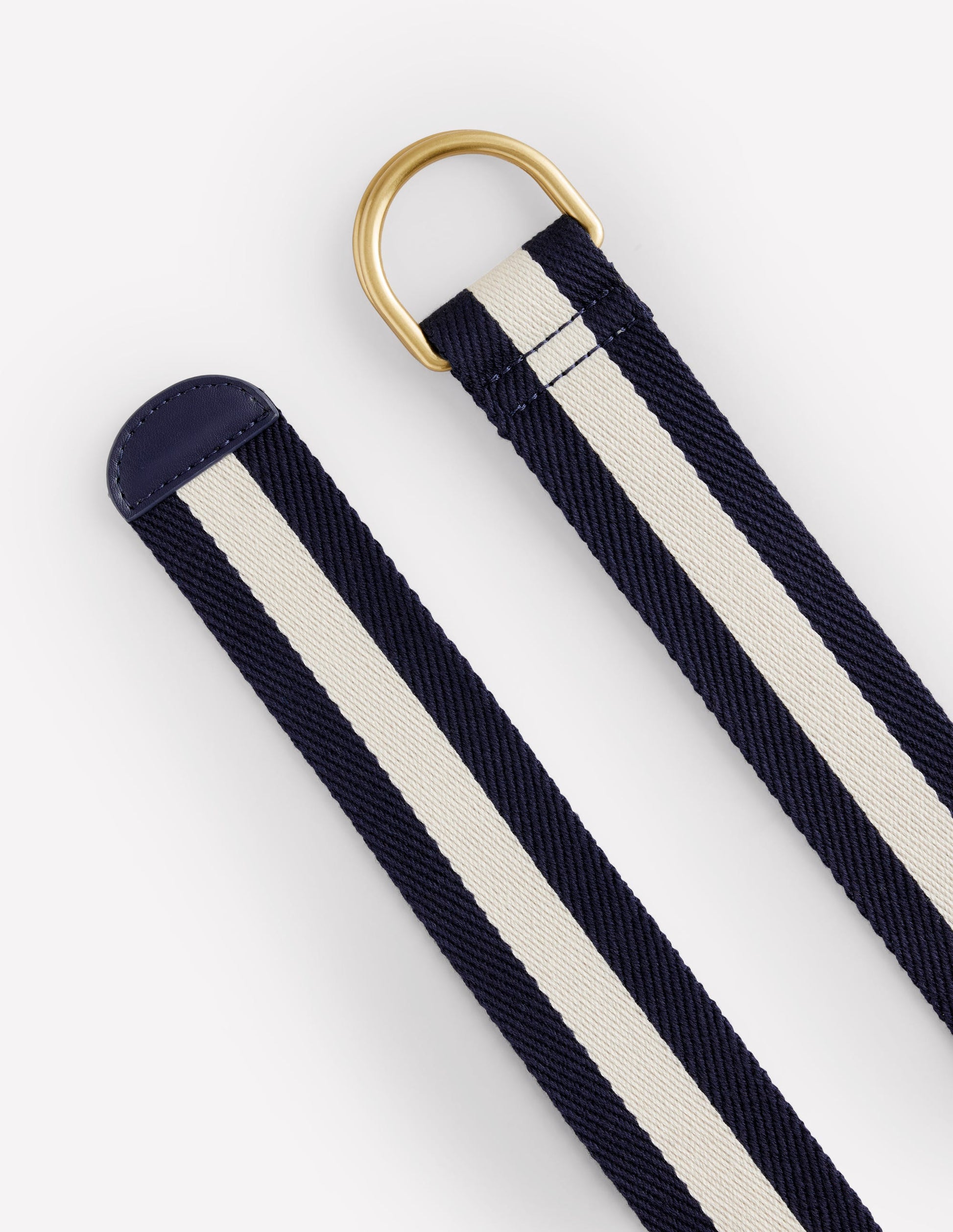 Webbing D-Ring Belt-Navy and Ivory-3