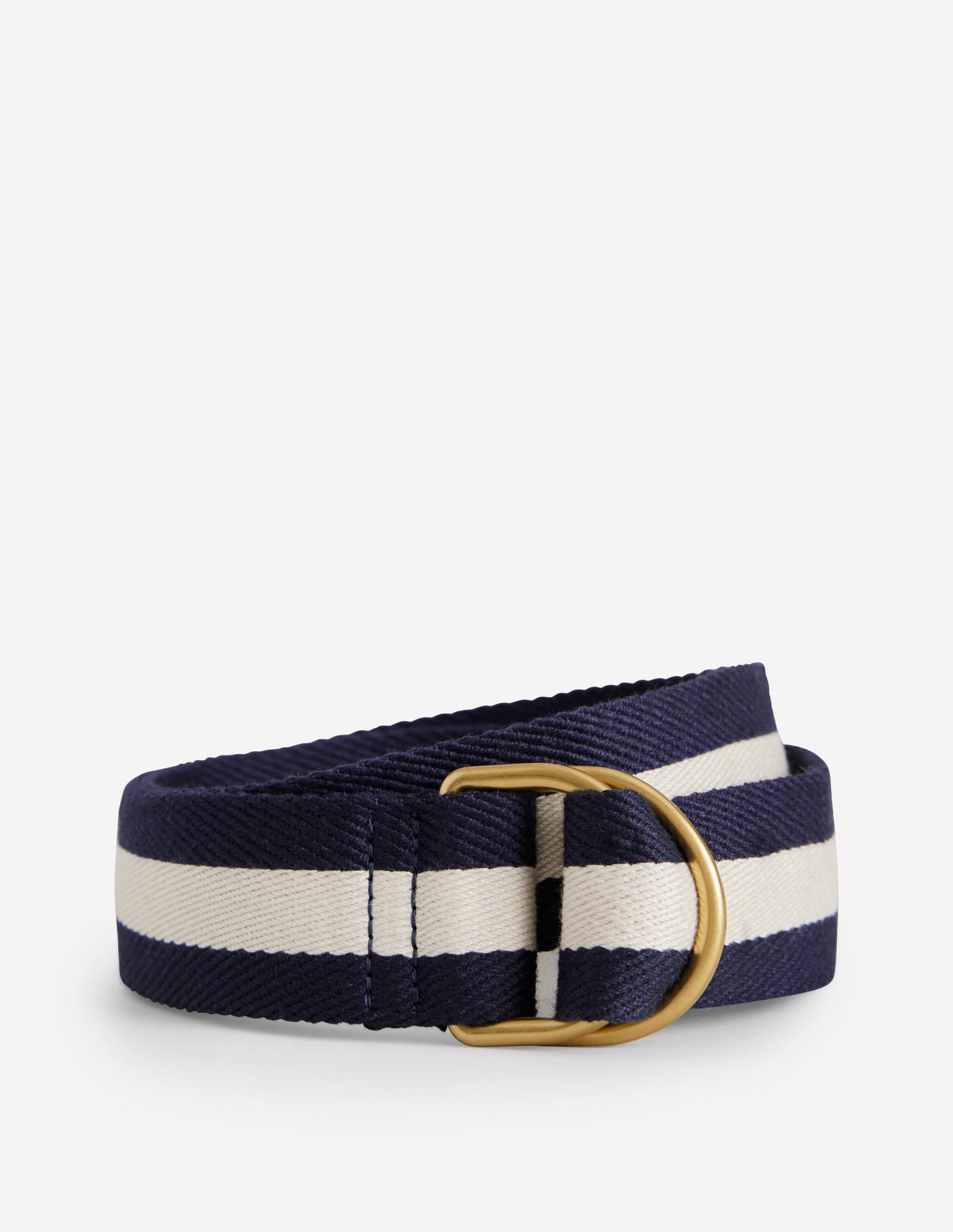 Webbing D-Ring Belt-Navy and Ivory