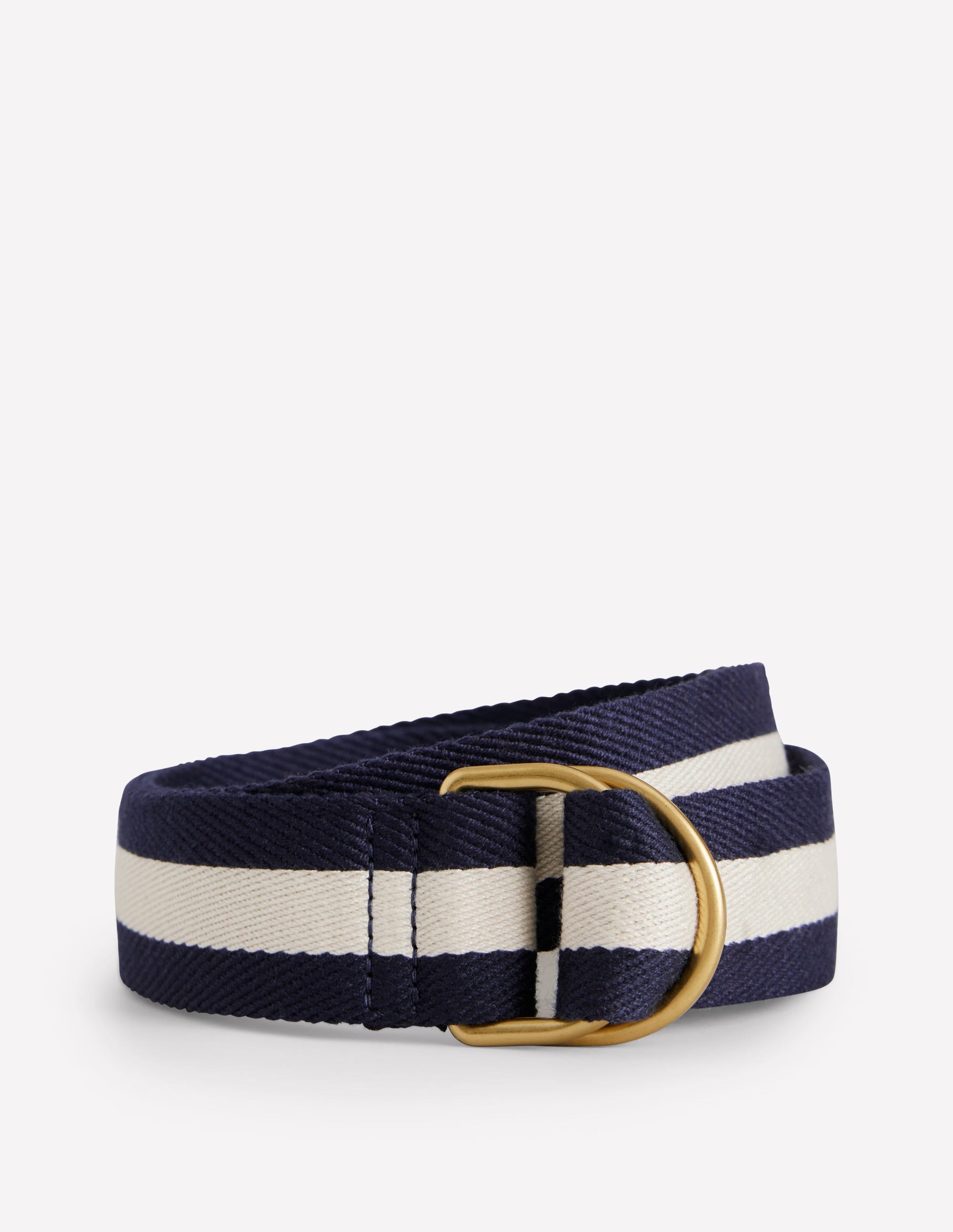 Webbing D-Ring Belt-Navy and Ivory-2