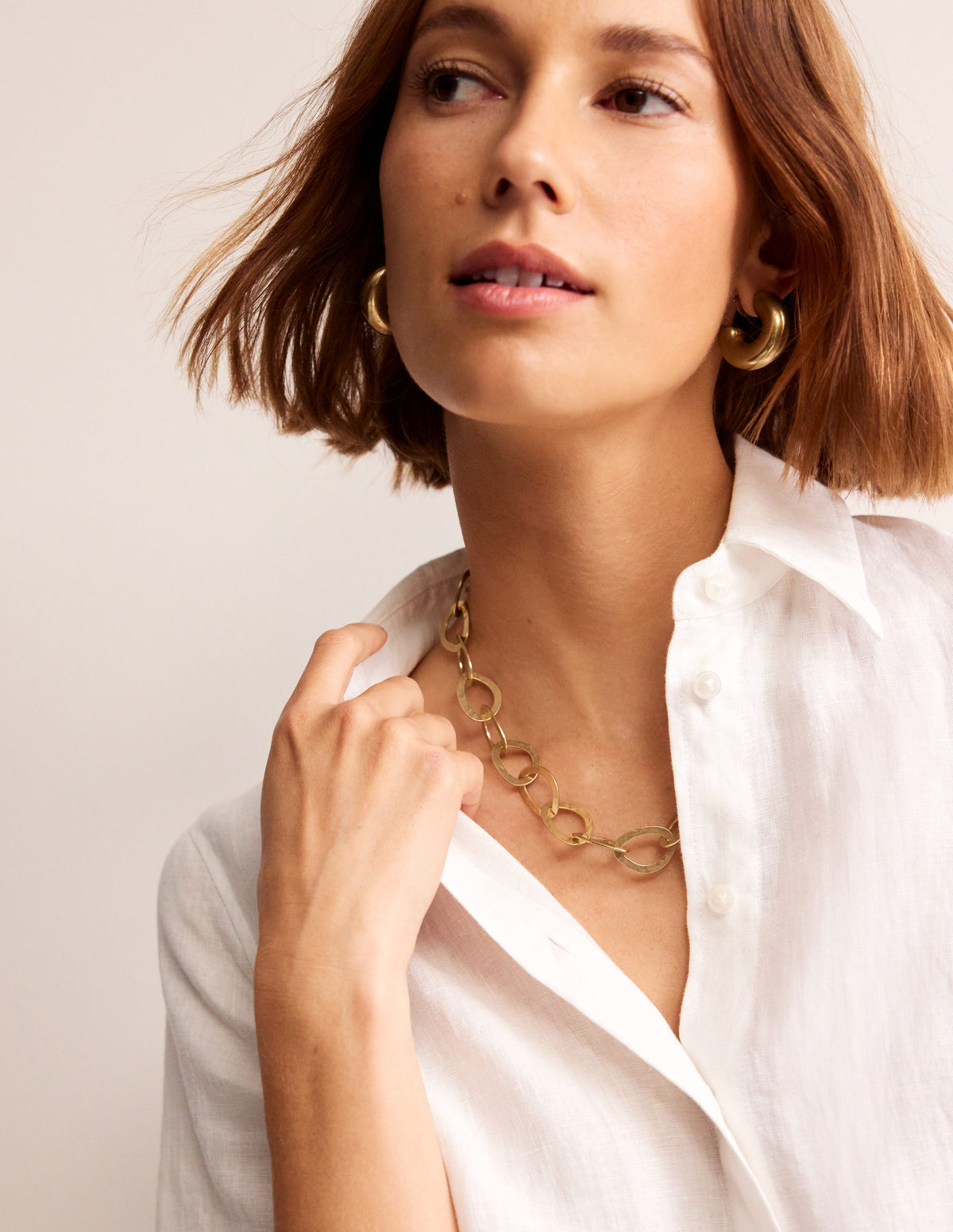 Hammered Link Necklace-Gold - Image 2