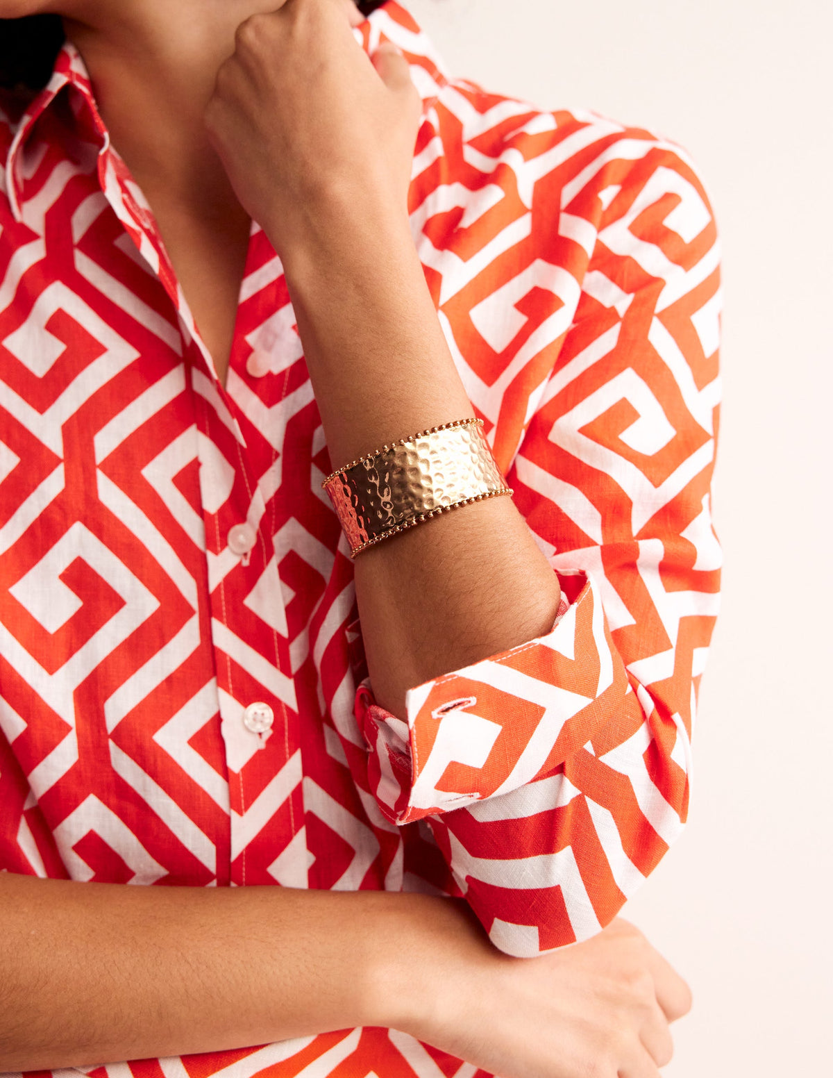 Hammered Cuff Bracelet-Gold-1