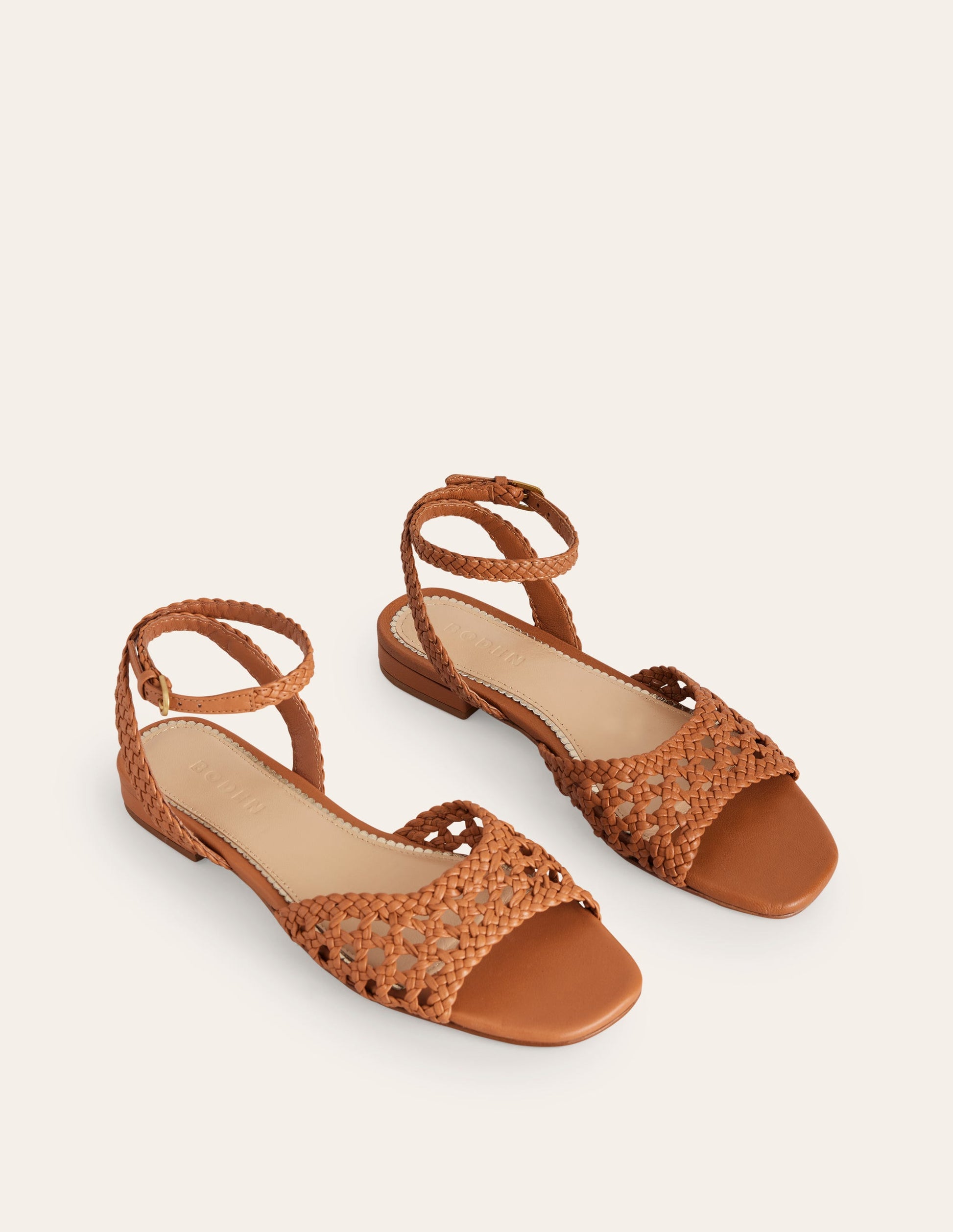 Woven Flat Sandals-Tan-3