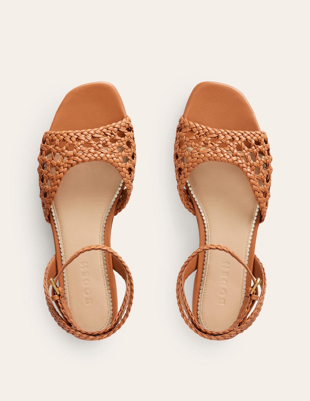 Woven Flat Sandals-Tan-5