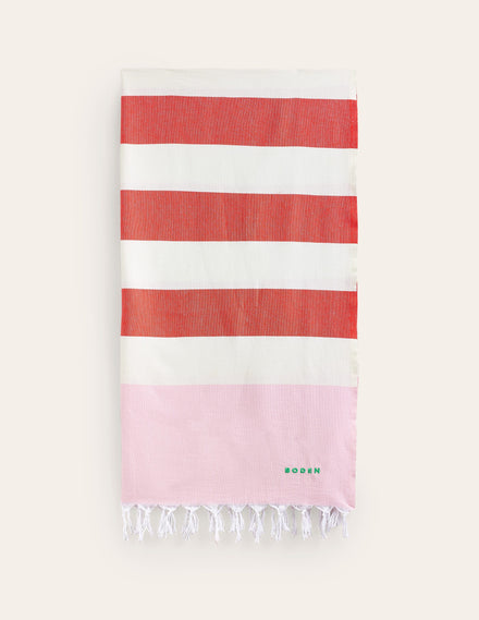 Hammam Towel-Firecracker Orange and Pink