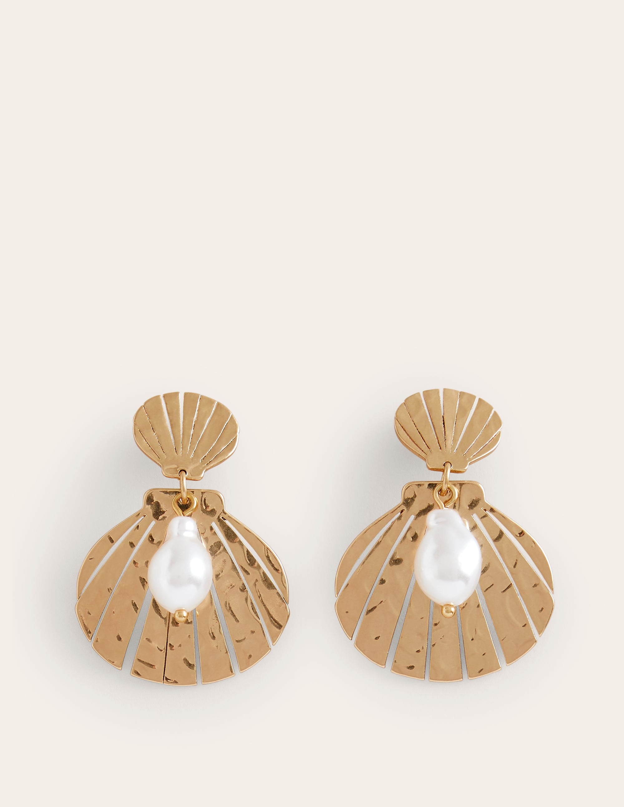 Metal Cut-Out Earrings-Shell - Image 2