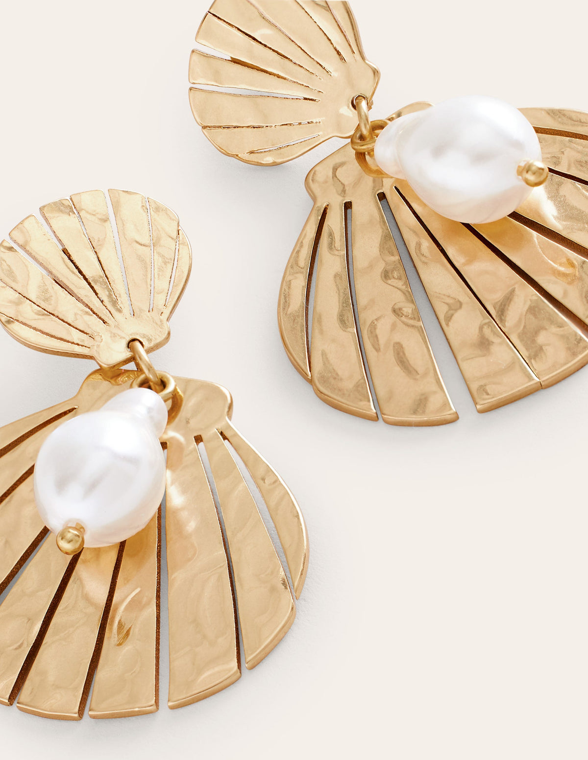 Metal Cut-Out Earrings-Shell - Image 3