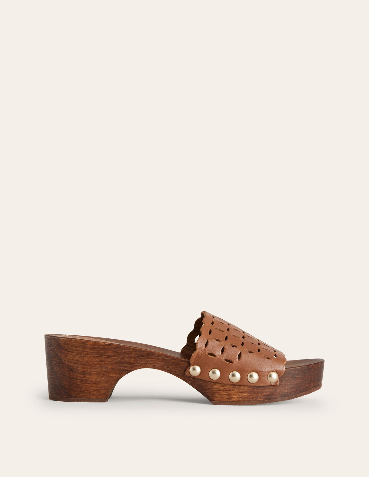 Cut Out Detail Clogs-Tan - Image 1