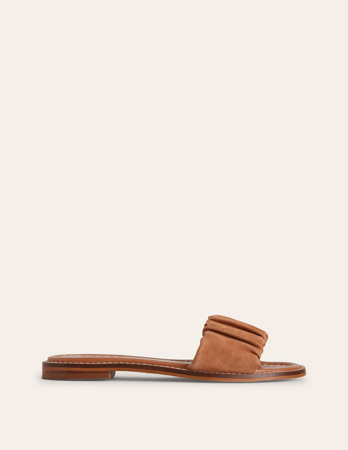 Ruched Flat Sandals-Tan - Image 1