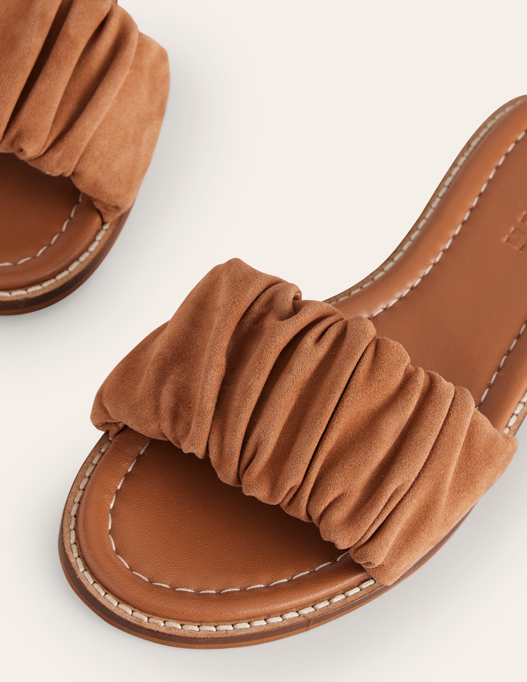 Ruched Flat Sandals-Tan - Image 4