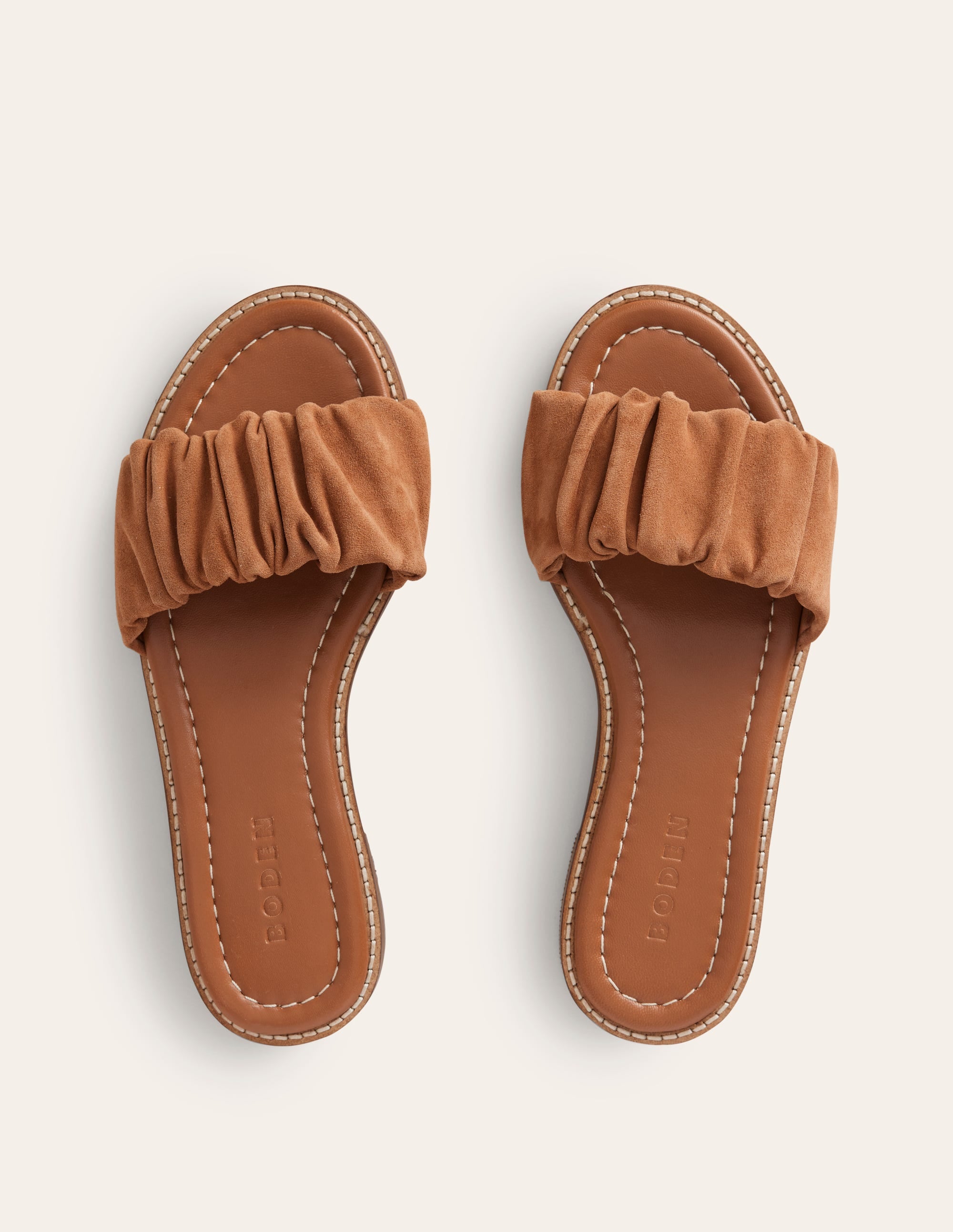 Ruched Flat Sandals-Tan - Image 5