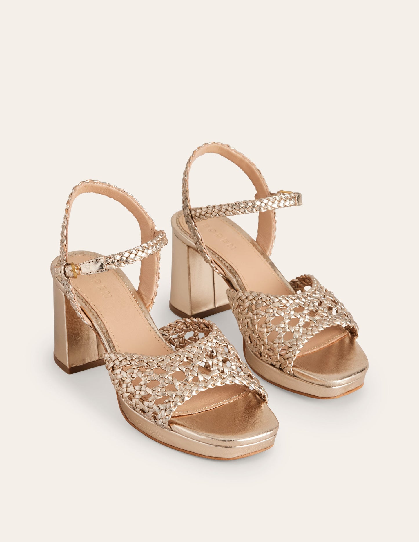 Woven Platform Sandals-Gold Metallic Leather