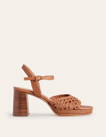 Woven Platform Sandals-Tan