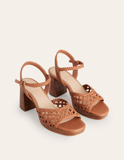 Woven Platform Sandals-Tan