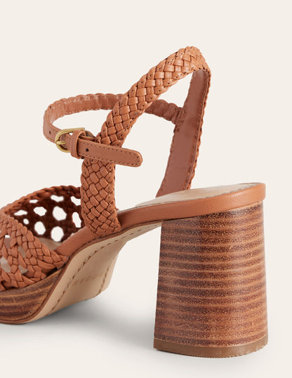 Woven Platform Sandals-Tan