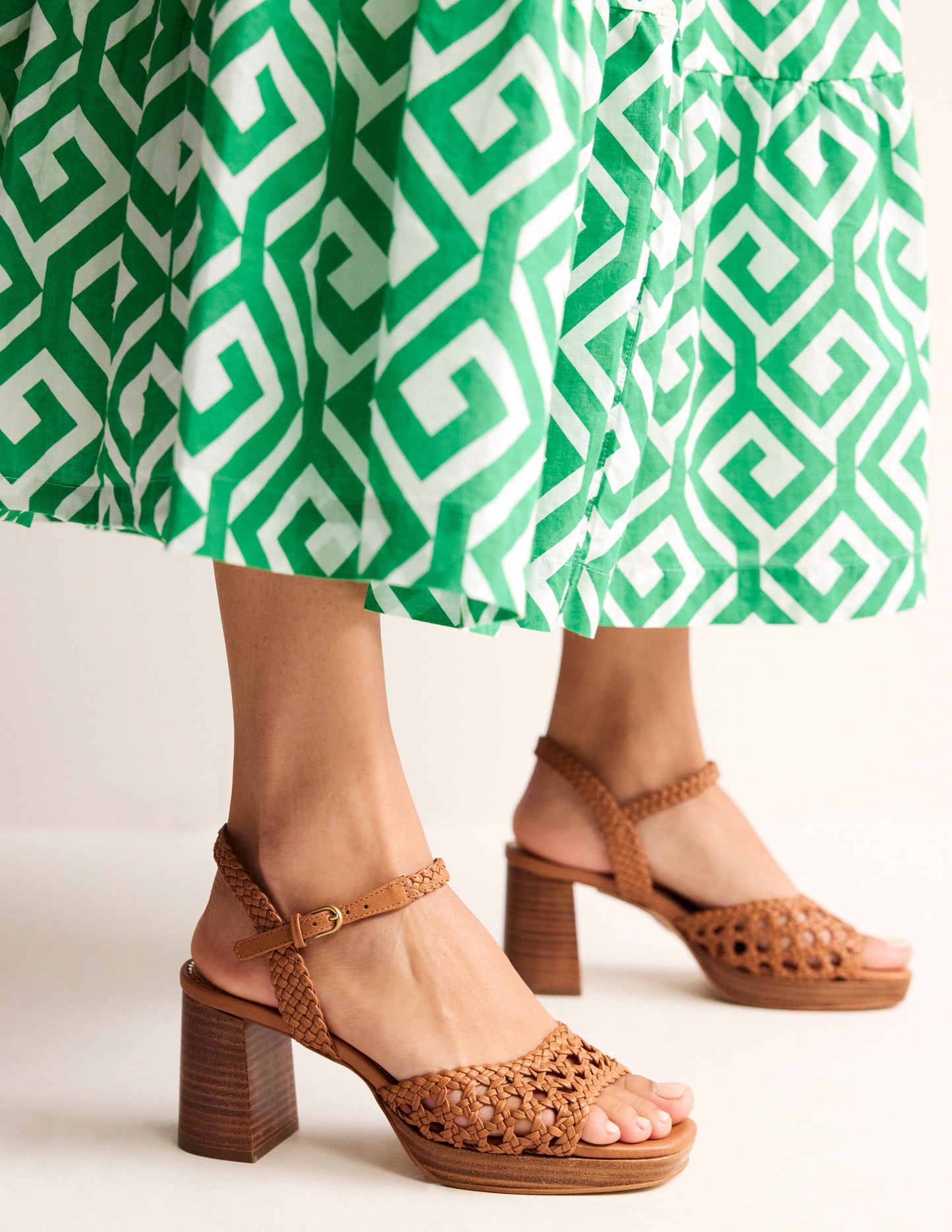 Woven Platform Sandals-Tan