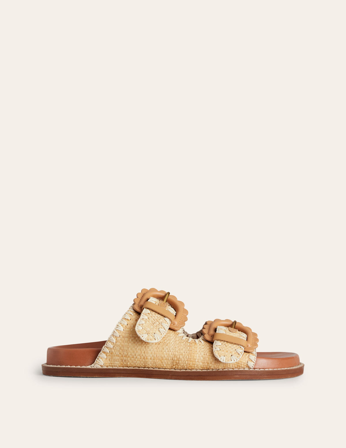 Double Buckle Sliders-Natural Raffia - Image 3