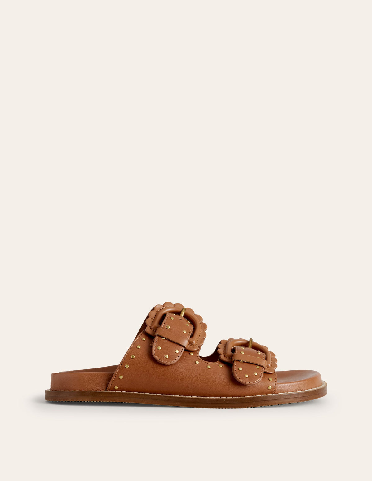 Double Buckle Sliders-Tan Stud - Image 4