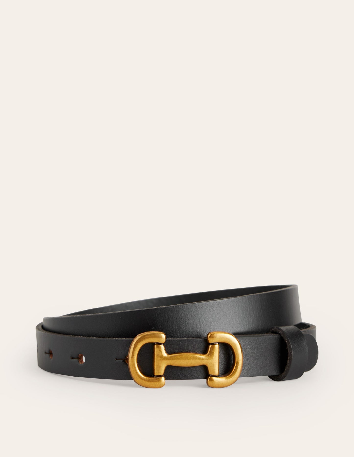 Iris Skinny Snaffle Trim Belt-Black