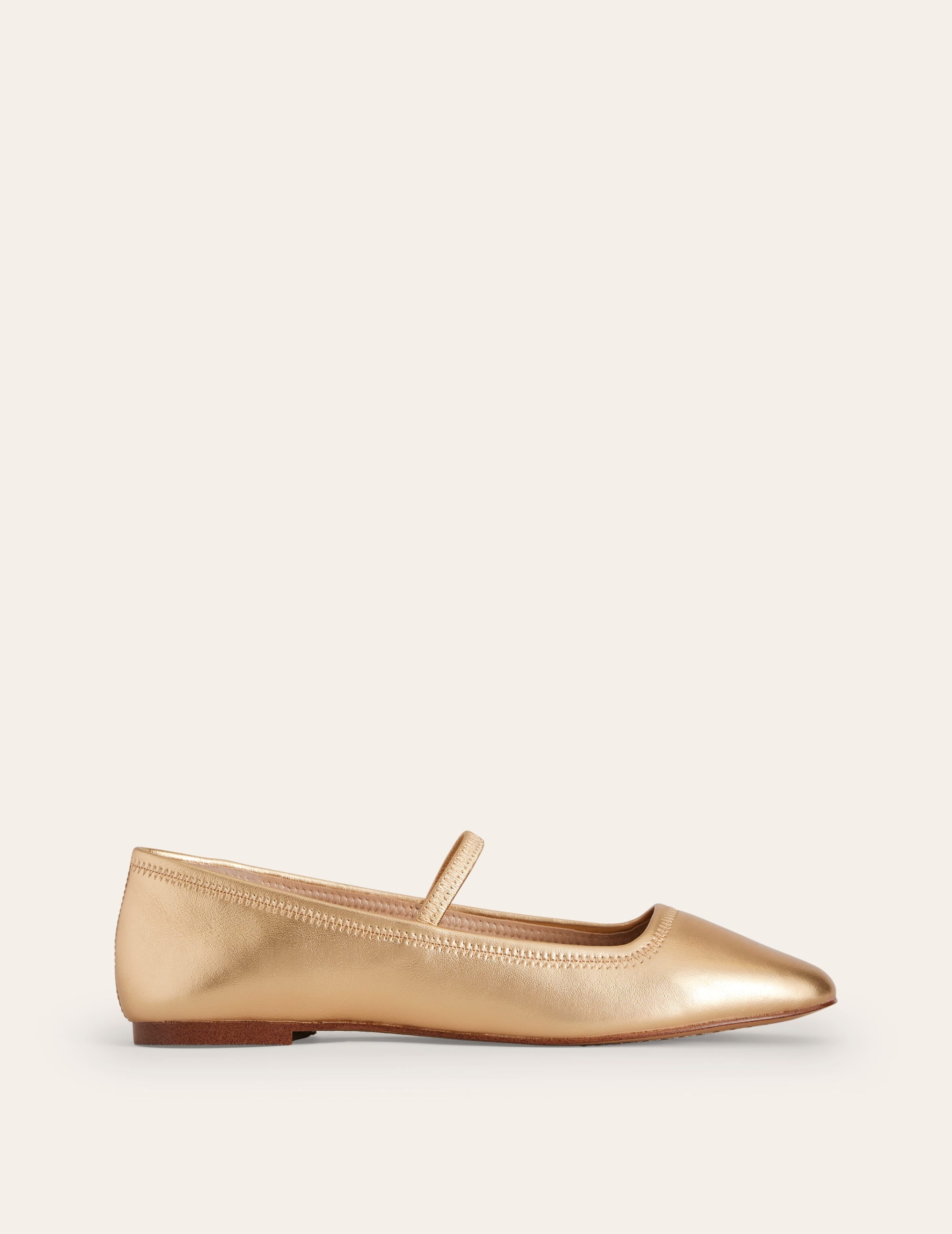 Thea Mary Jane Ballet Flats-Gold Metallic Leather - Image 1