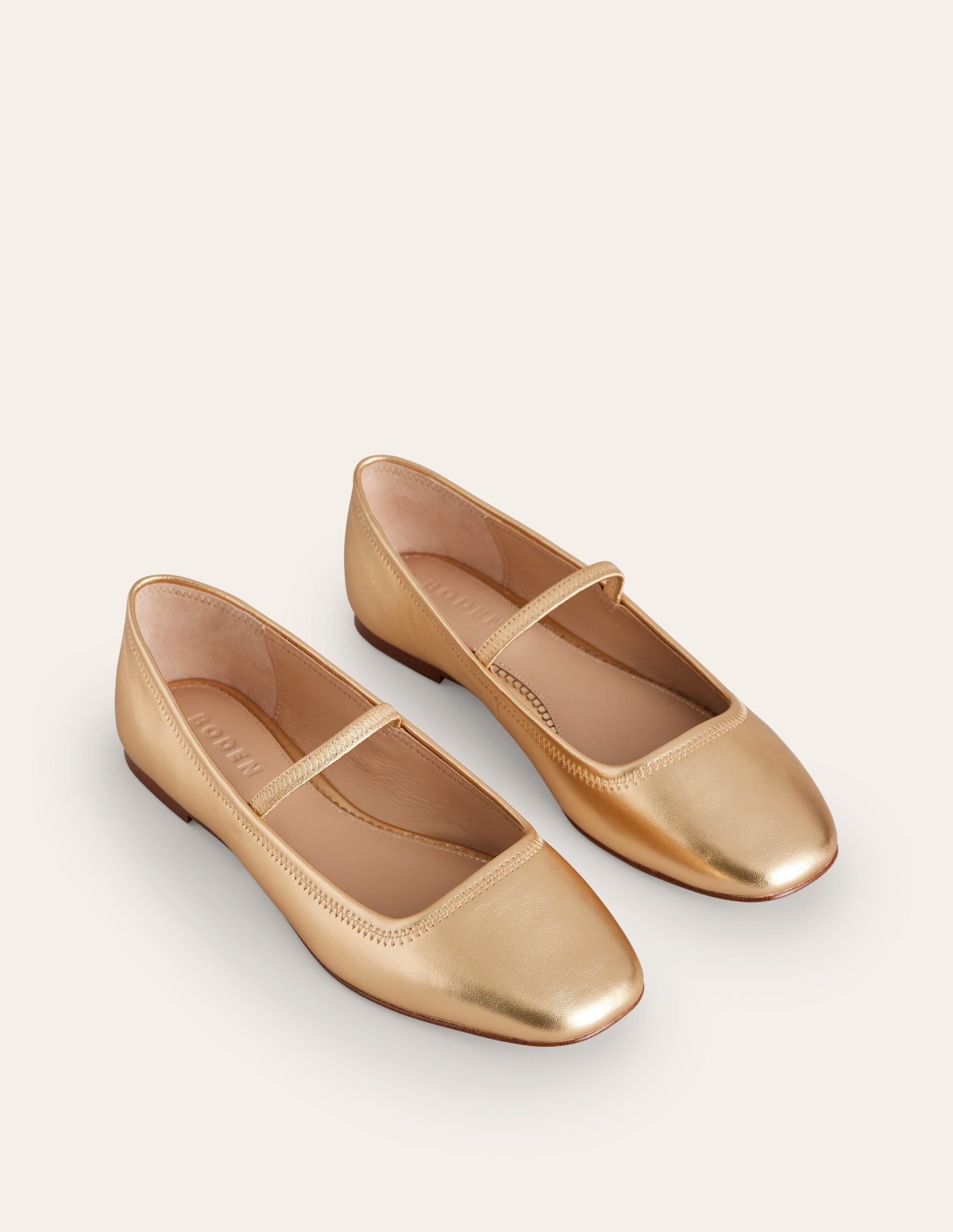 Thea Mary Jane Ballet Flats-Gold Metallic Leather - Image 3