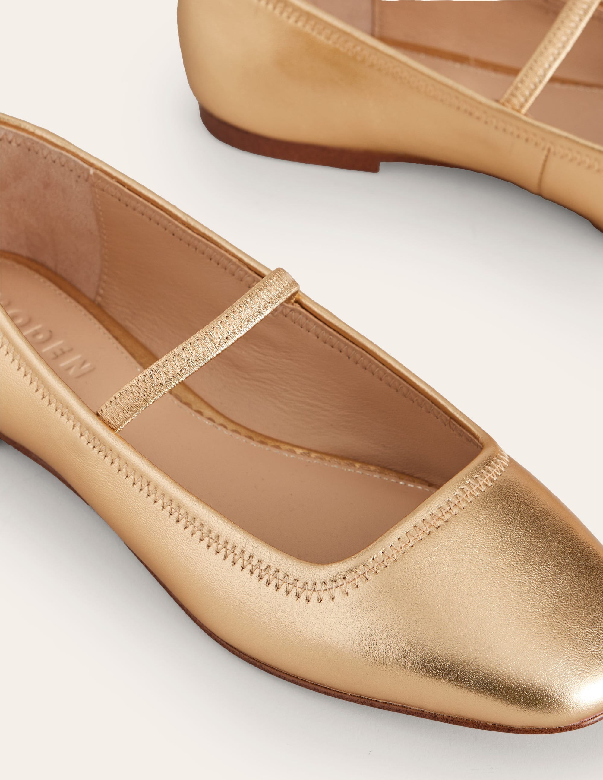 Thea Mary Jane Ballet Flats-Gold Metallic Leather - Image 4