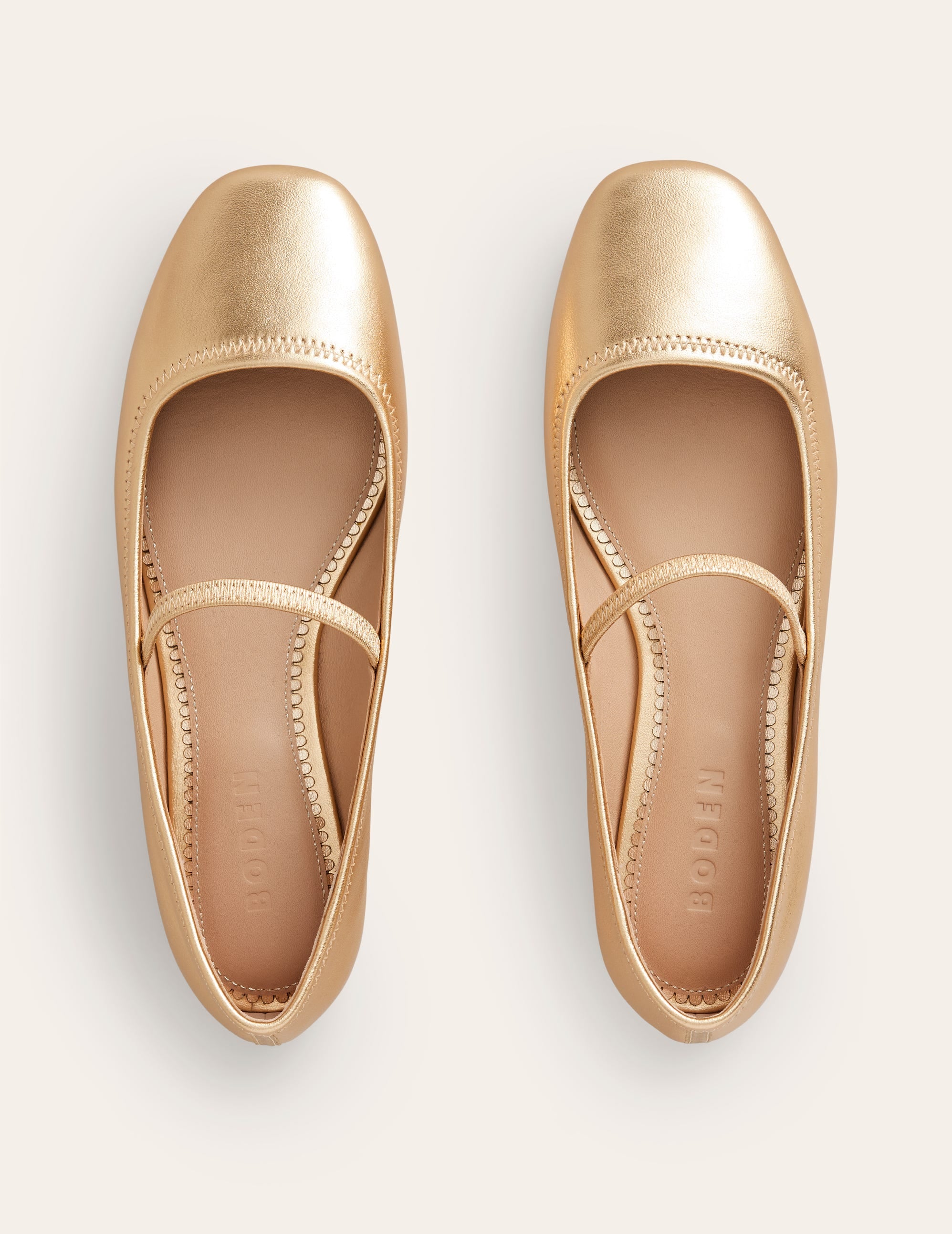 Thea Mary Jane Ballet Flats-Gold Metallic Leather - Image 5