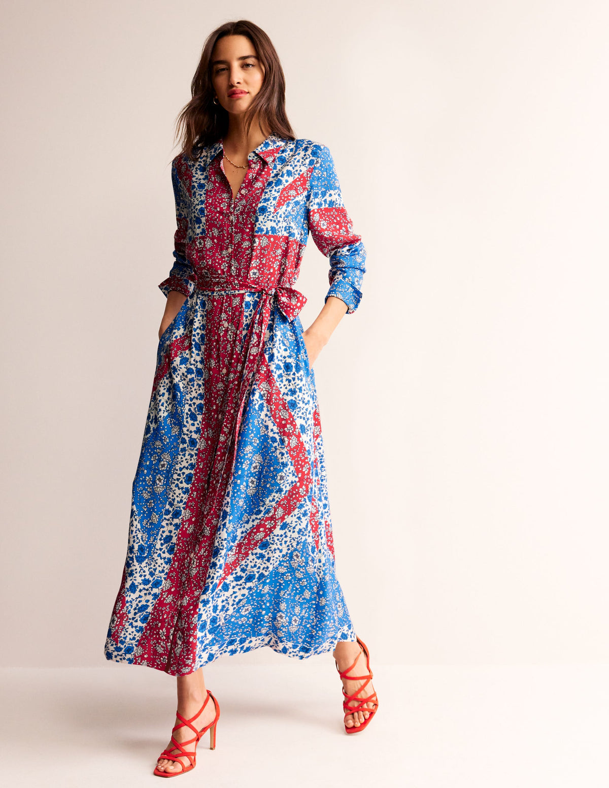 Claudia Maxi Shirt Dress-Indigo Bunting, Union Jack - Image 1
