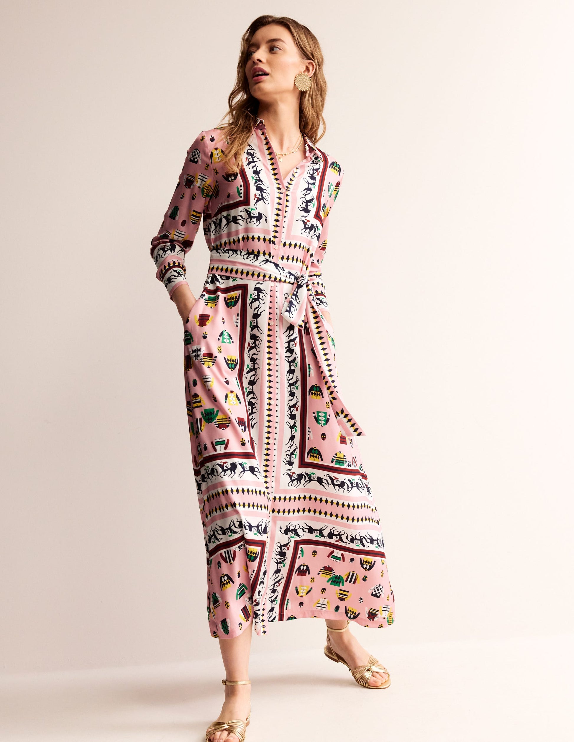 Claudia Maxi Shirt Dress-Chalky Pink, Races-1