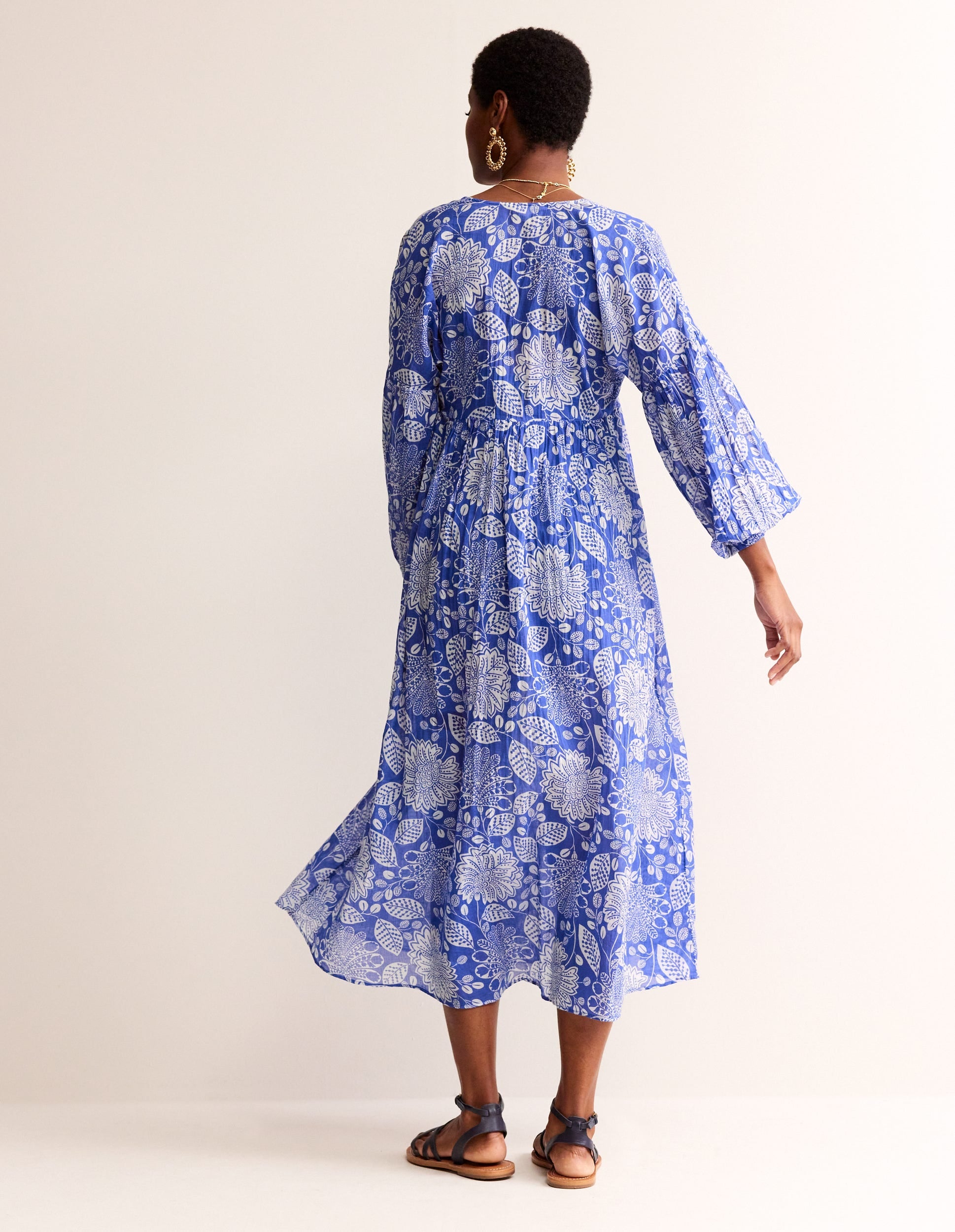 Sarah Maxi Kaftan Dress-Surf The Web, Gardenia Swirl - Image 4