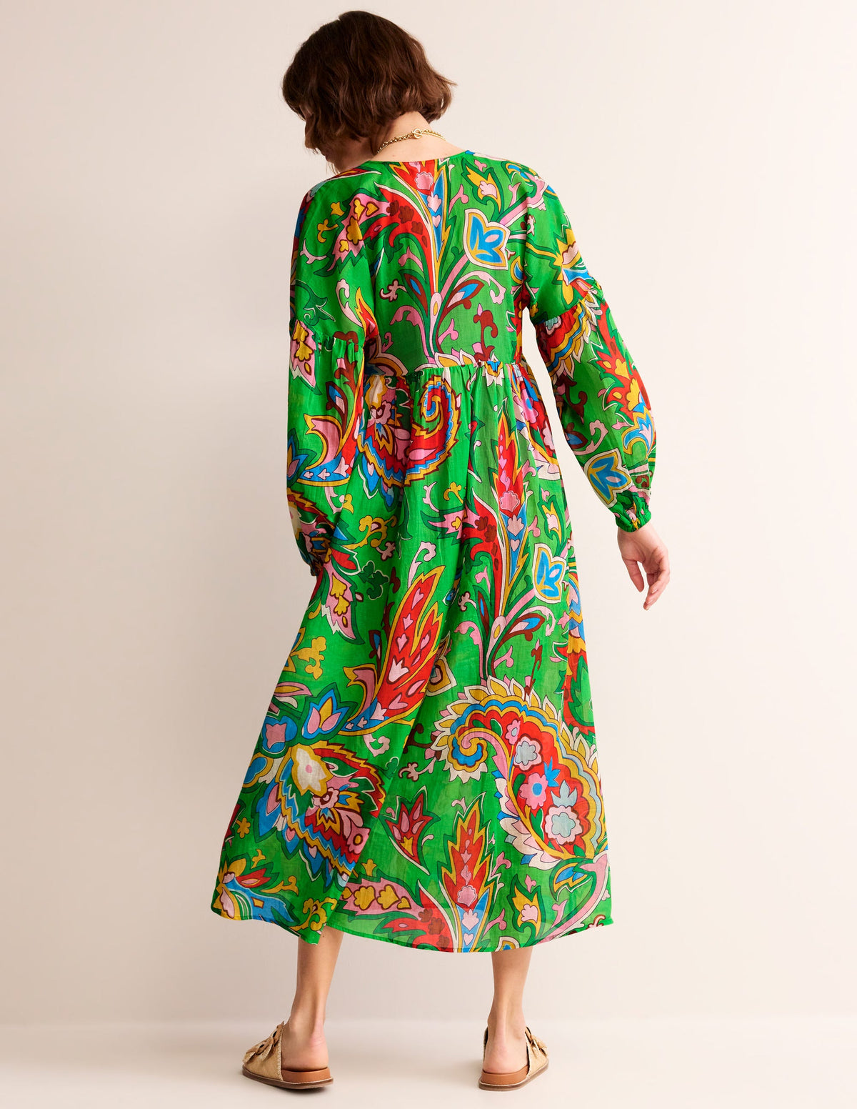 Sarah Maxi Kaftan Dress-Green, Rose Blush-4