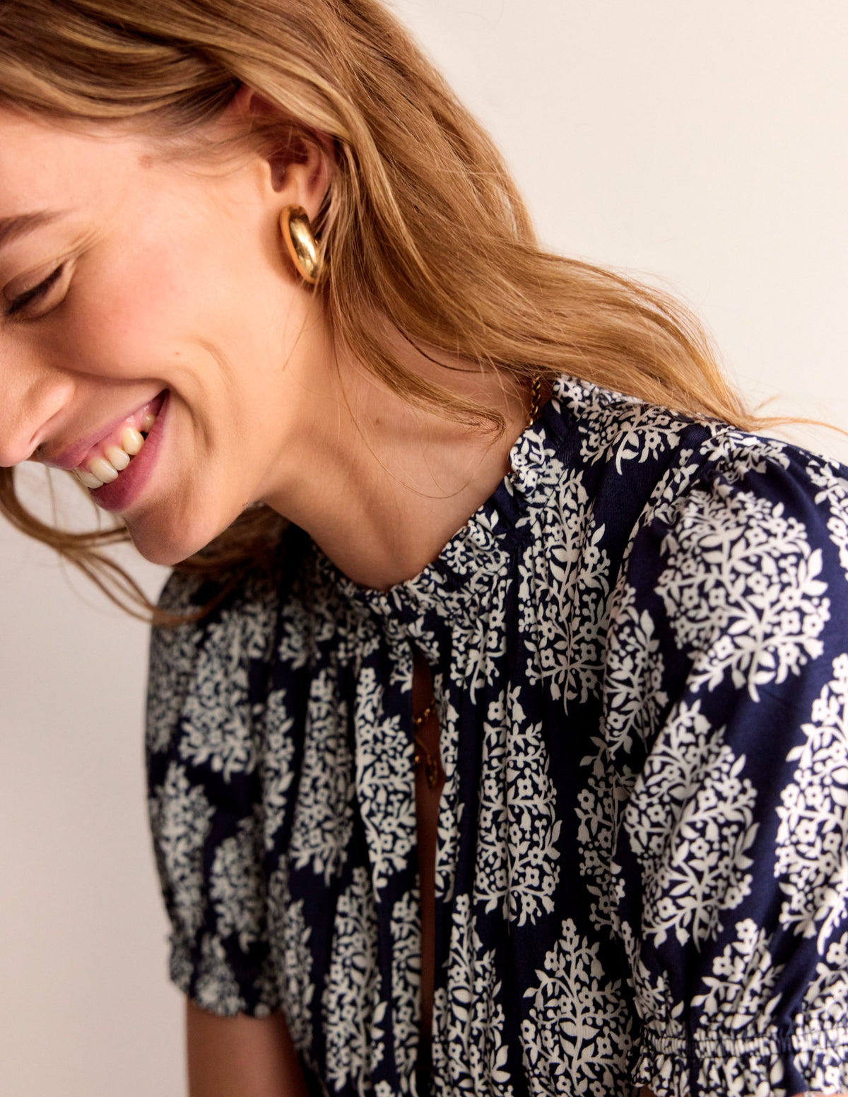 Rosanna Jersey Midi Tea Dress-French Navy, Floret Paisley - Image 2